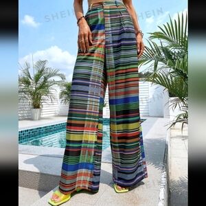Plaid wide leg pants